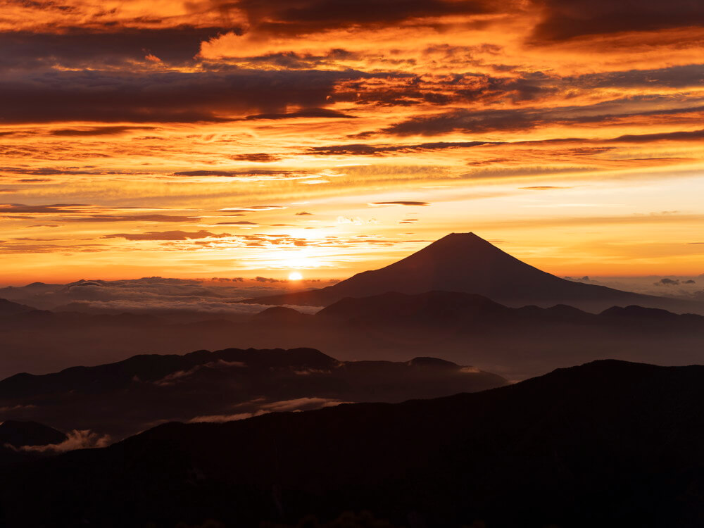 山頂からの朝陽